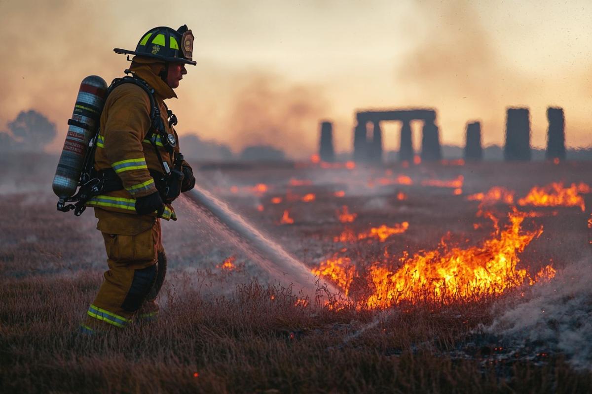 Fire breaks out in field near Stonehenge world heritage site