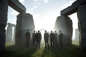Funeral directors taking part in The BIG Sleep at Stonehenge charity event